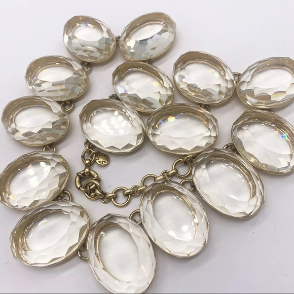 J. Crew Bold Clear Faceted Gem Gold Necklace - Picture 3 of 5